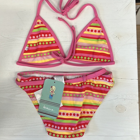 NWT Hibiscus/Dot Triangle Bikini Kids - Picture 4 of 6